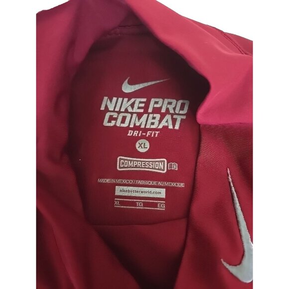 Nike Pro Combat Dri-FIT Compression Shirt Burgundy Red Long Sleeve Base Layer XL - Picture 5 of 13